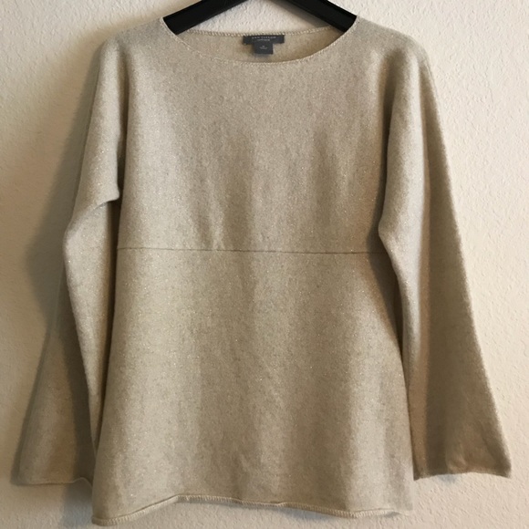 Ann Taylor Sweaters - Anne Taylor Cashmere Gold Metallic Sweater